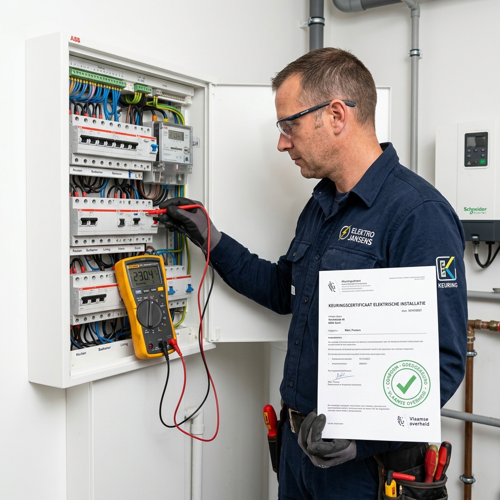 Erkend elektricien met keuringsattest in de hand